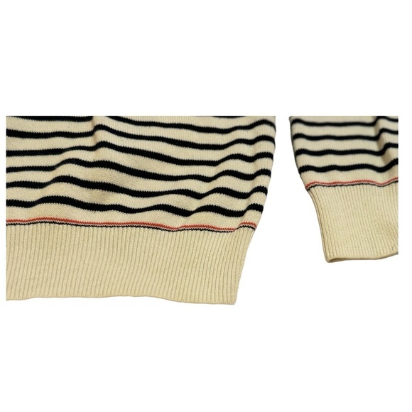J CREW Men’s - White Black - Striped V Neck Sweater Size Small - EUC - Picture 2 of 4